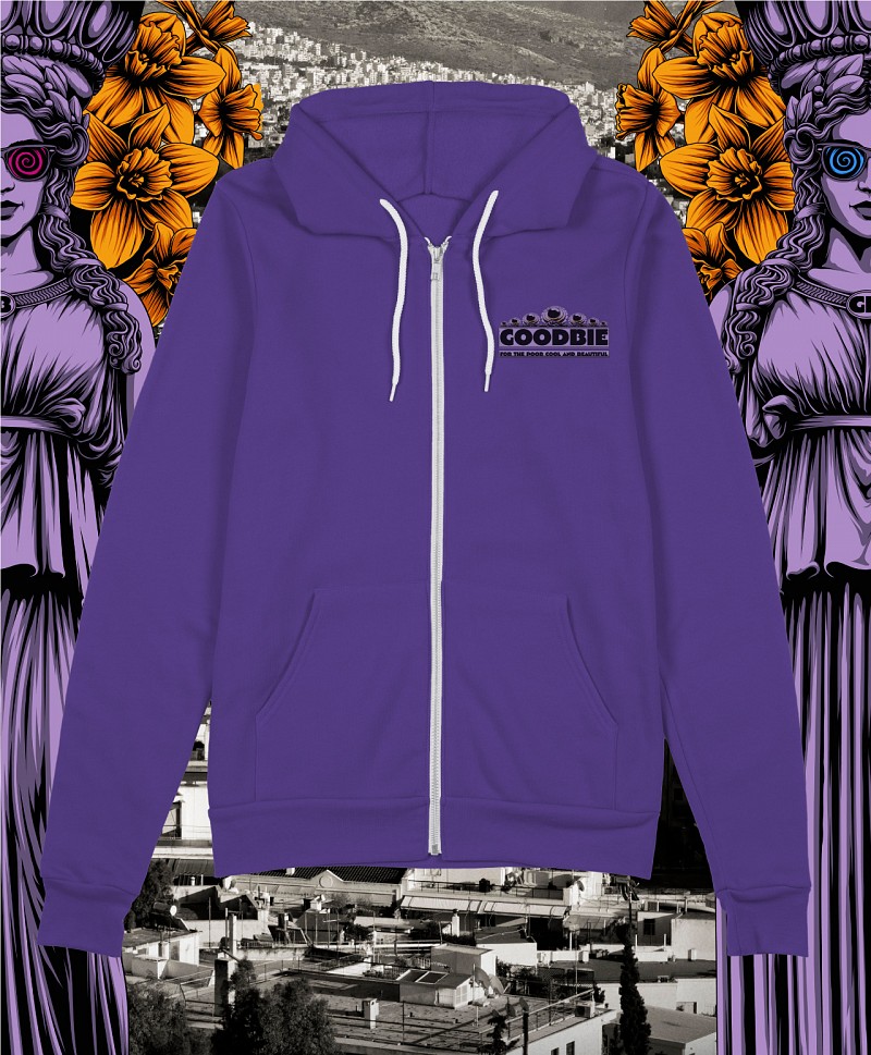 GOODBIE WELCOME TO ATHENS ZIP HOOD PURPLE