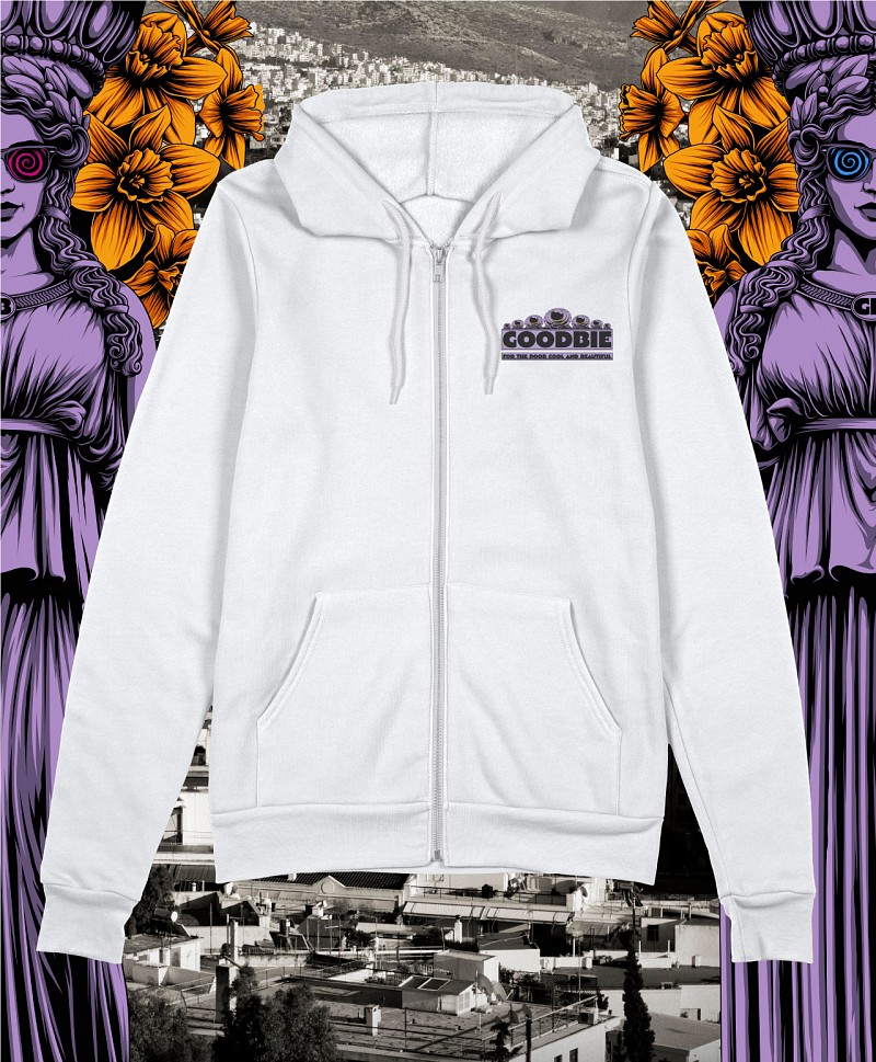 GOODBIE WELCOME TO ATHENS ZIP HOOD WHITE