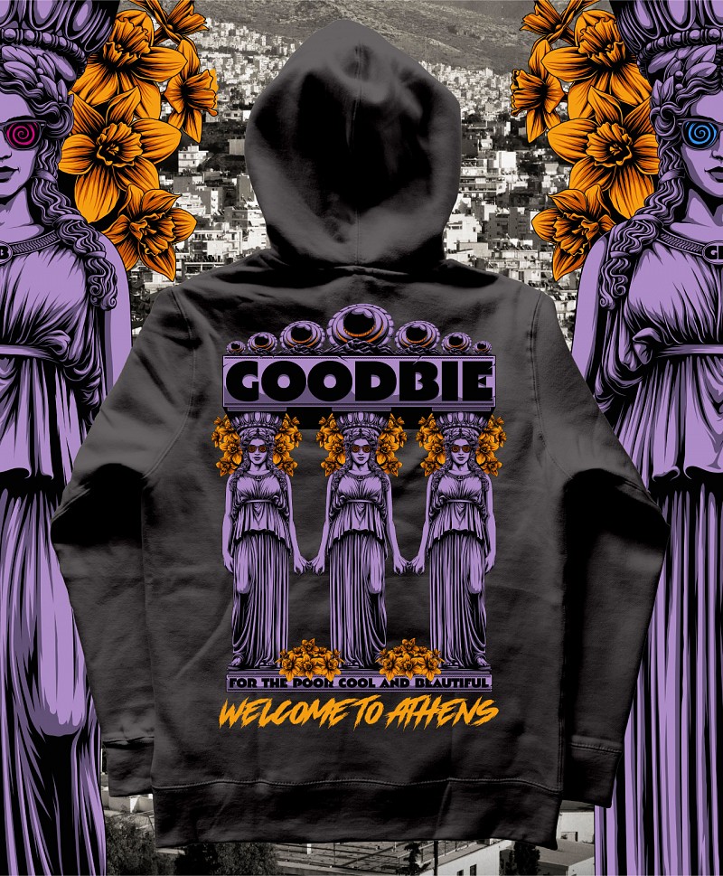 GOODBIE WELCOME TO ATHENS PREMIUM HOOD BLACK