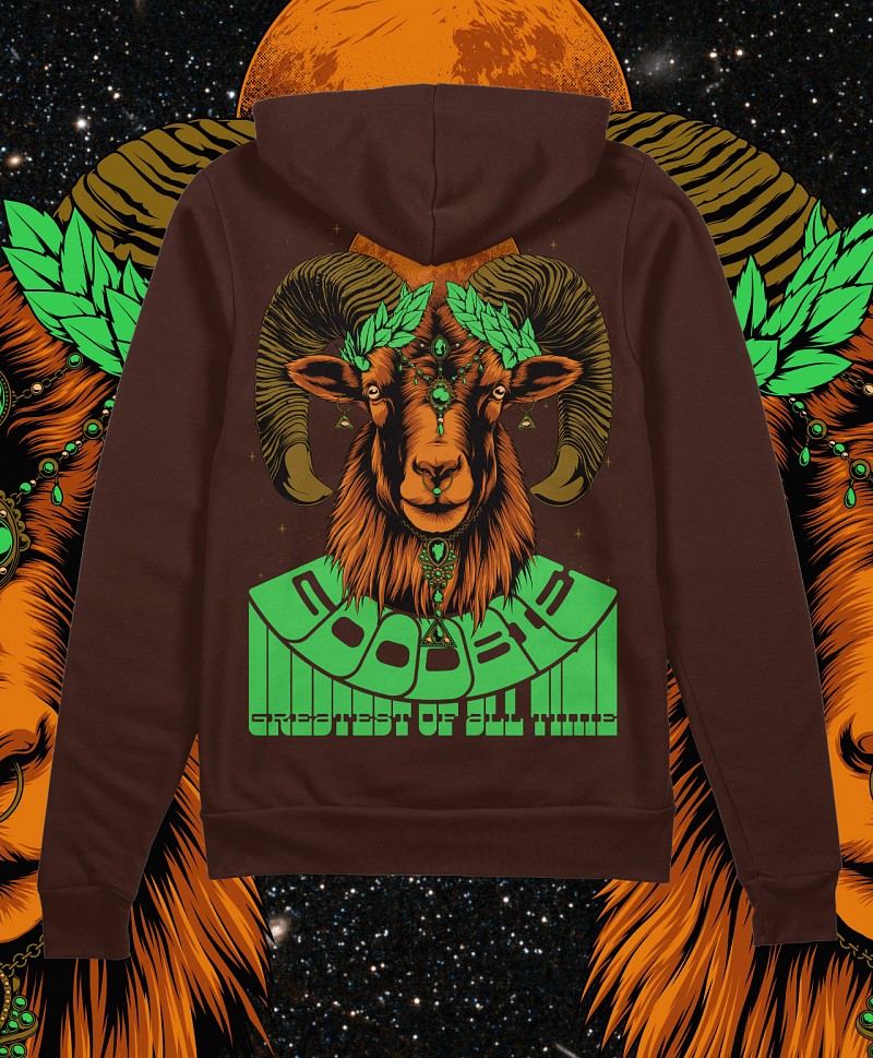 GOODBIE G.O.A.T GOAT ZIP HOOD BROWN