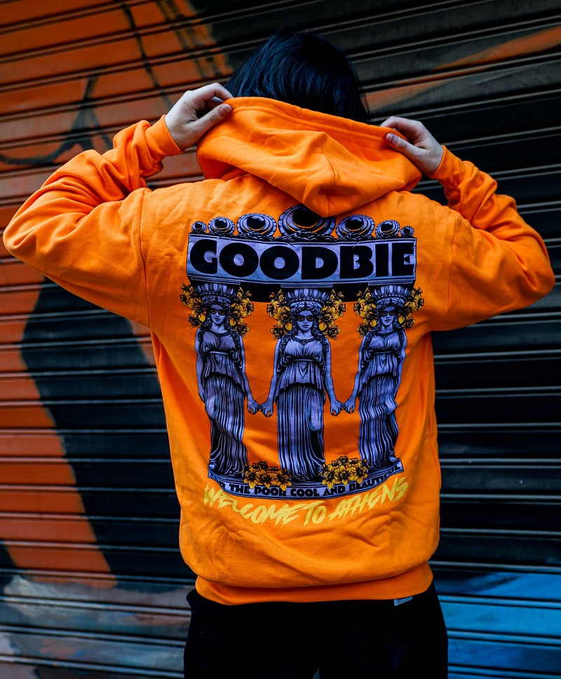 GOODBIE WELCOME TO ATHENS ZIP HOOD ORANGE