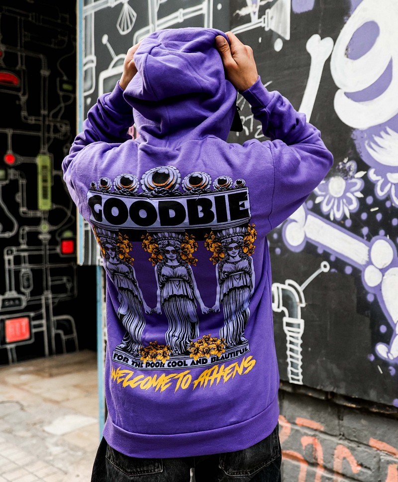 GOODBIE WELCOME TO ATHENS ZIP HOOD PURPLE