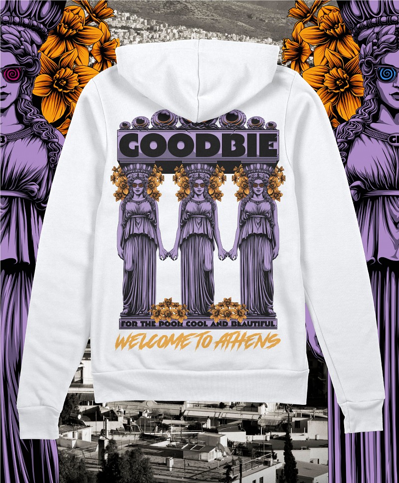 GOODBIE WELCOME TO ATHENS ZIP HOOD WHITE