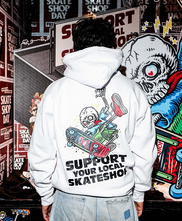 COLOR X SKATESHOP DAY SKELETON PREMIUM HOOD WHITE