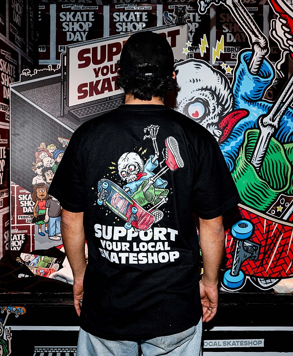 COLOR X SKATESHOP DAY SKELETON TEE BLACK