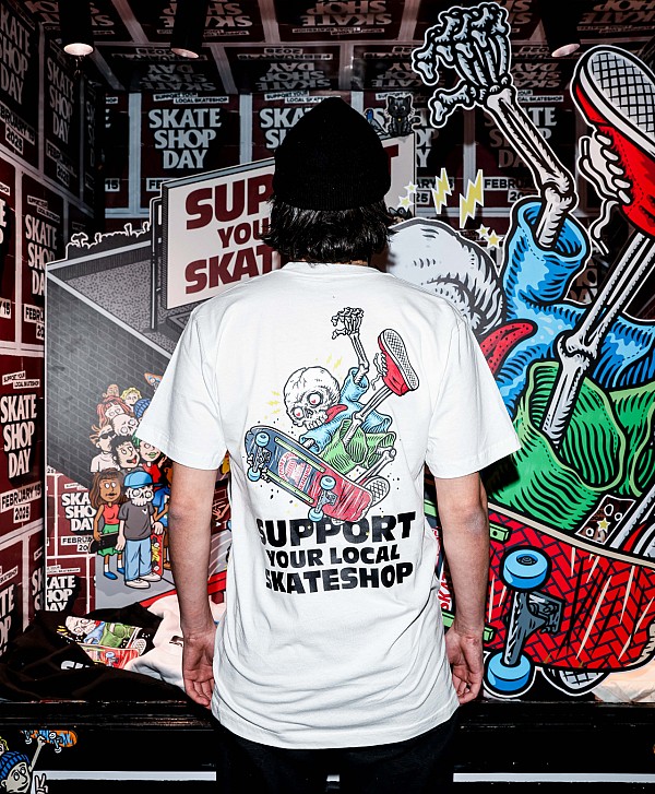 COLOR X SKATESHOP DAY SKELETON TEE WHITE