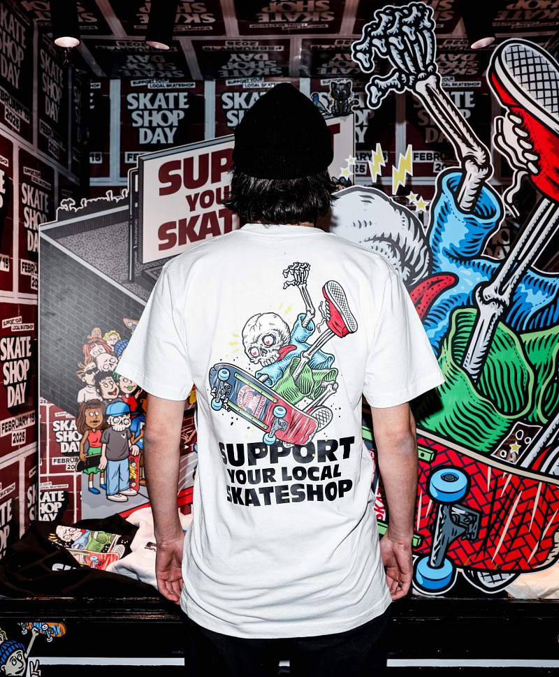 COLOR X SKATESHOP DAY SKELETON TEE WHITE