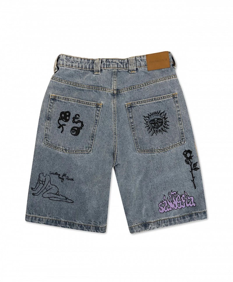 PRIMITIVE X SUBLIME BOARDWALK SHORTS LIGHT BLUE