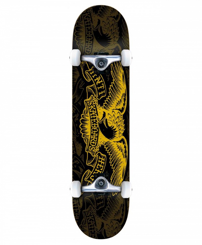 ANTIHERO REPEATER EAGLE COMPLETE SKATEBOARD 7.75 BLACK/YELLOW