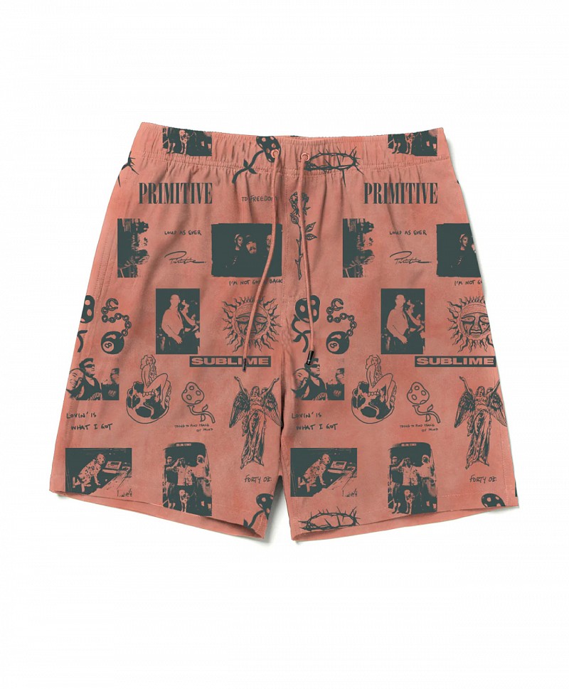 PRIMITIVE X SUBLIME MOSAIC BOARDSHORT CORAL