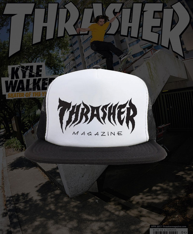 THRASHER METAL TRUCKER HAT BLACK/WHITE