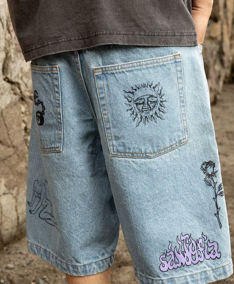 PRIMITIVE X SUBLIME BOARDWALK SHORTS LIGHT BLUE