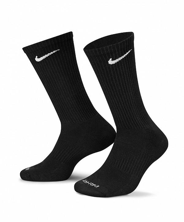 NIKE EVERYDAY PLUS CUSHIONED TRAINING CREW SOCKS 6-PACK BLACK