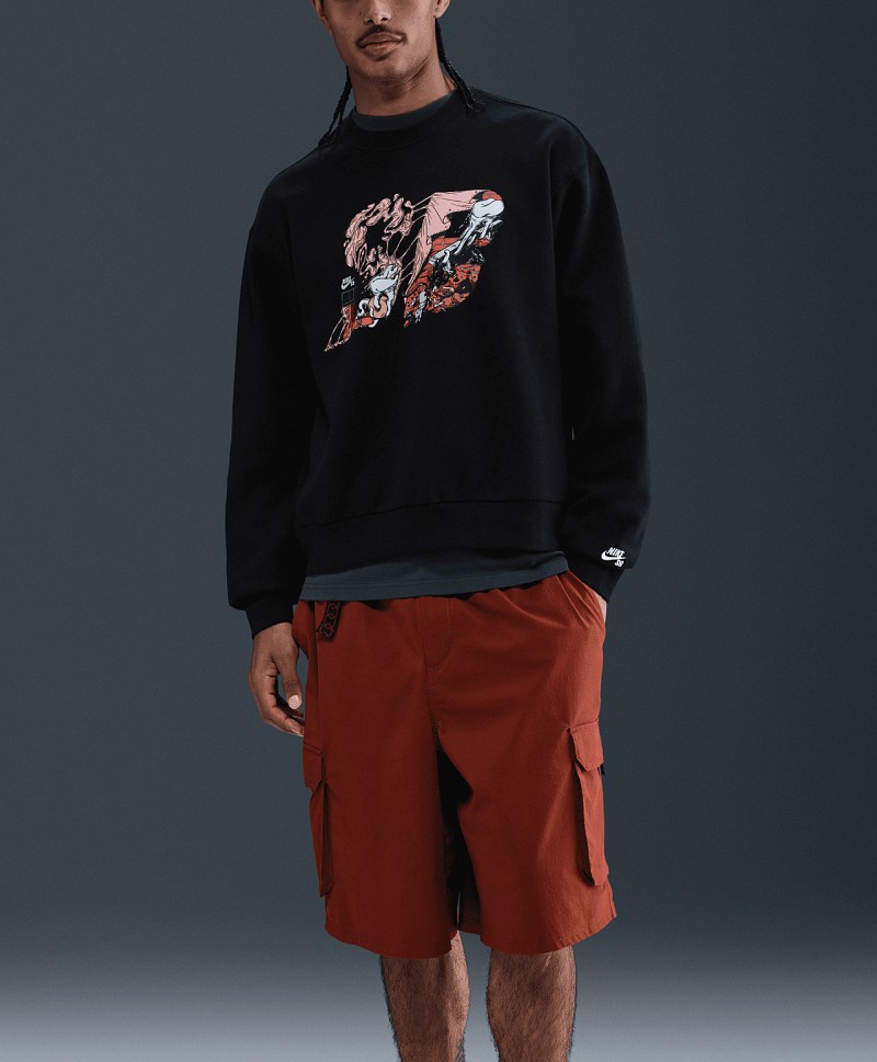 NIKE SB ESSENTIAL GFX FLEECE CREW BLACK/WHITE