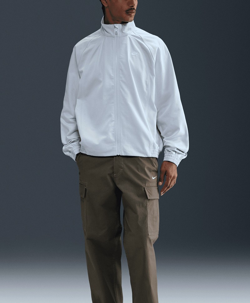 NIKE SB DENIM FULL-ZIP TRACK JACKET FOOTBALL GREY/WHITE