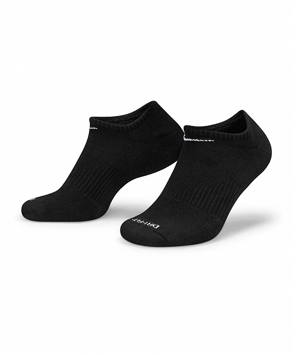 NIKE EVERYDAY PLUS CUSHIONED NO SHOW SOCKS 3-PACK BLACK/WHITE