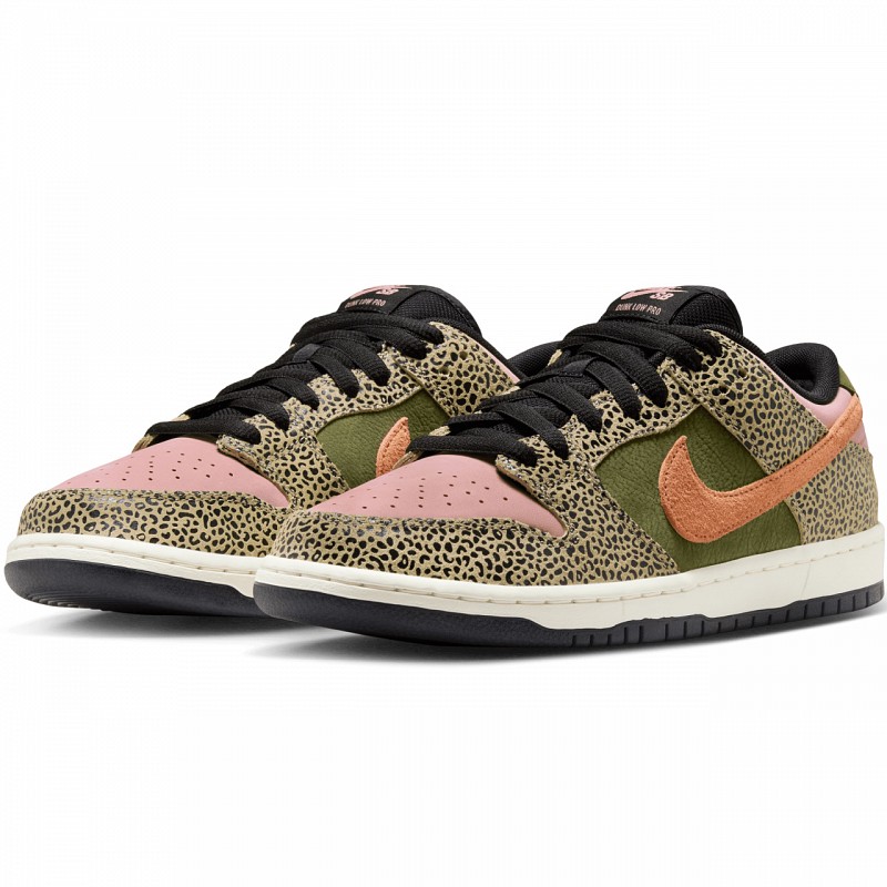 NIKE SB X ART-REC SKATESHOP DUNK LOW PRO KHAKI/AMBER BROWN-ROUGH GREEN-RUST PINK-BLACK-SAIL