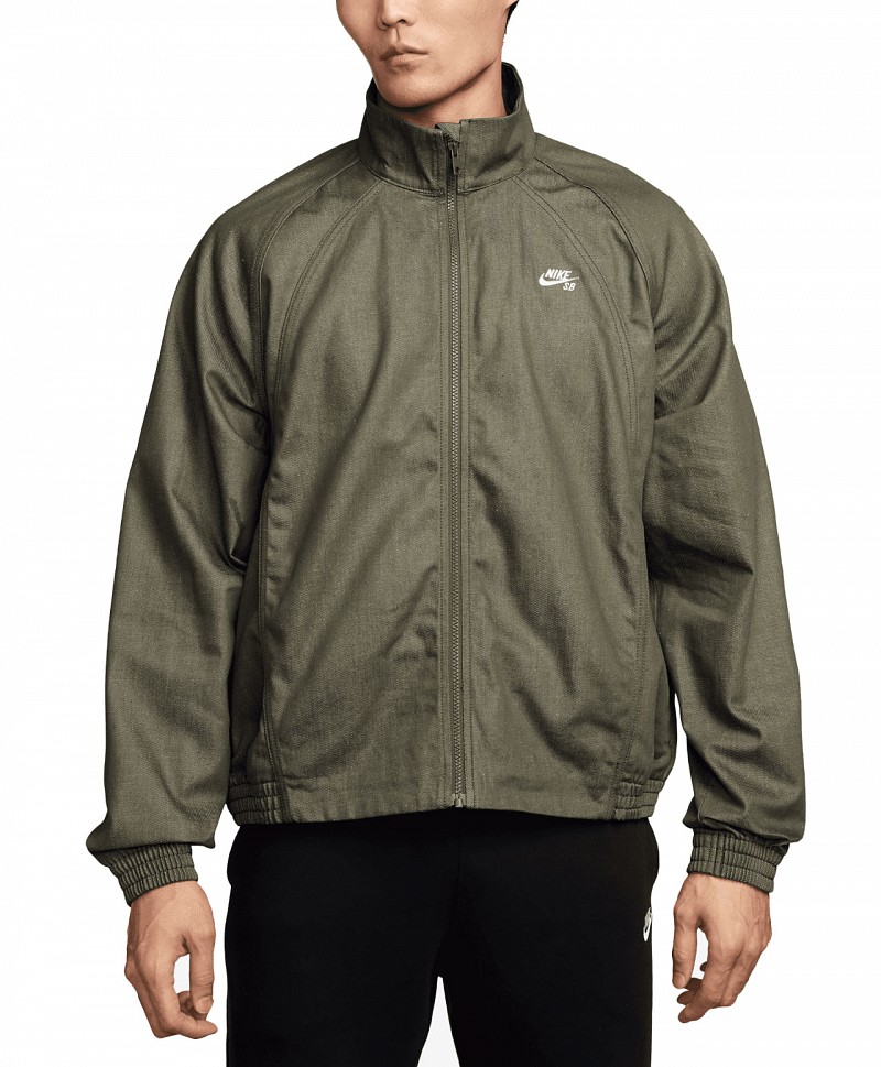 NIKE SB DENIM FULL-ZIP TRACK JACKET MEDIUM OLIVE/WHITE - Sold out