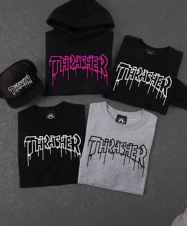 THRASHER ONE-LINER TRUCKER HAT BLACK