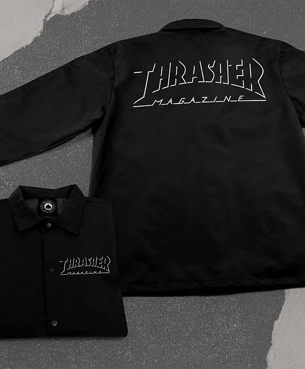 THRASHER SHADOW MAG LOGO COACH JACKET BLACK