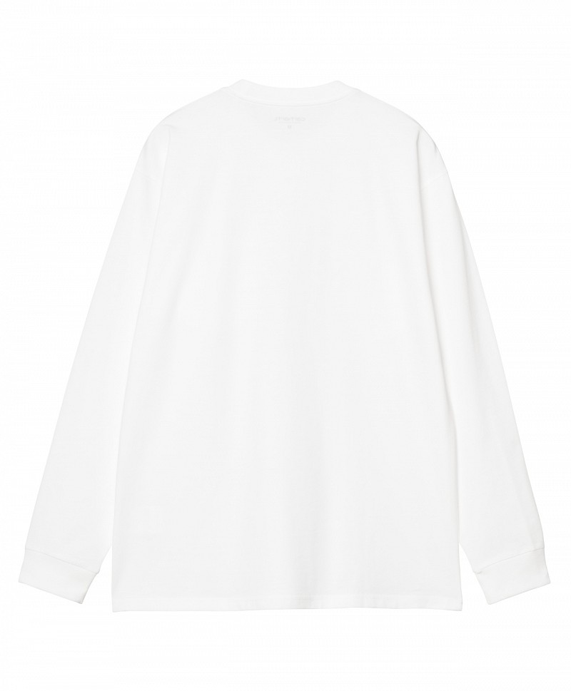 CARHARTT WIP POCKET HEART LONG SLEEVE WHITE/RED