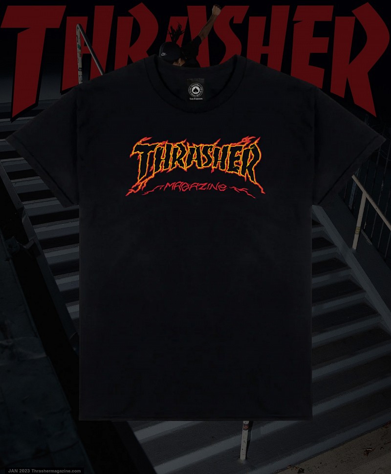 THRASHER CRACKED BY EXTEENAGER TEE BLACK