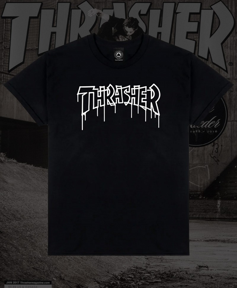 THRASHER ONE-LINER TEE BLACK