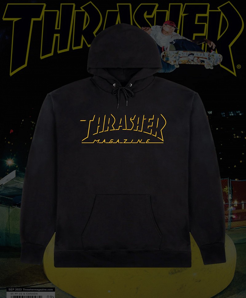 THRASHER SHADOW MAG LOGO HOOD BLACK