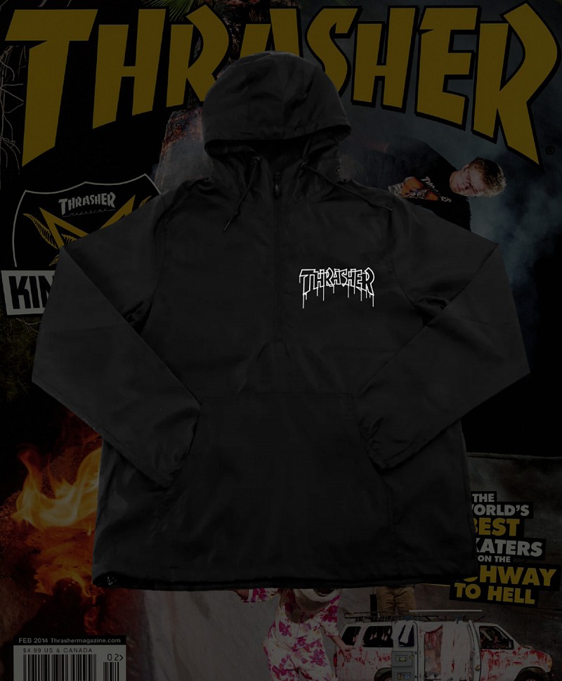THRASHER ONE-LINER ANORAK JACKET BLACK