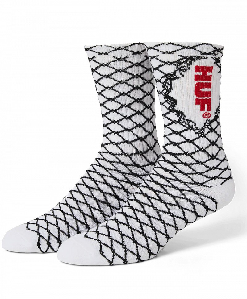 HUF BROKEN FENCE SOCKS WHITE