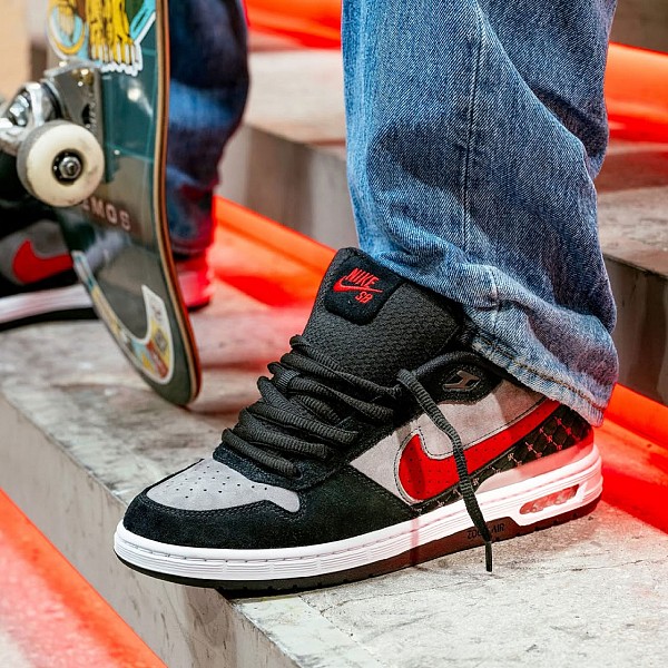 NIKE SB AIR LOW 'P-ROD' BLACK/VARSITY RED-FLINT GREY