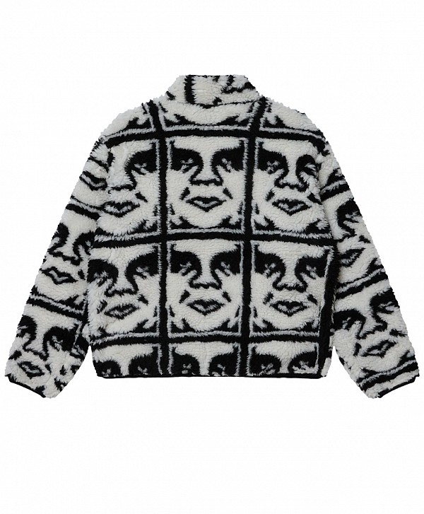 OBEY REPEATED ICON SHERPA JACKET BLACK MULTI