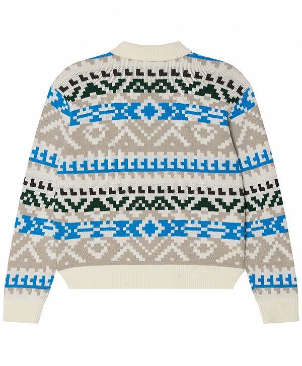 OBEY GEO POLO SWEATER WHISPER WHITE MULTI