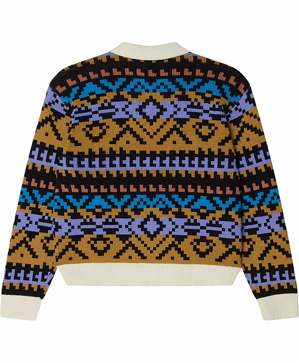OBEY GEO POLO SWEATER ANTHRACITE MULTI