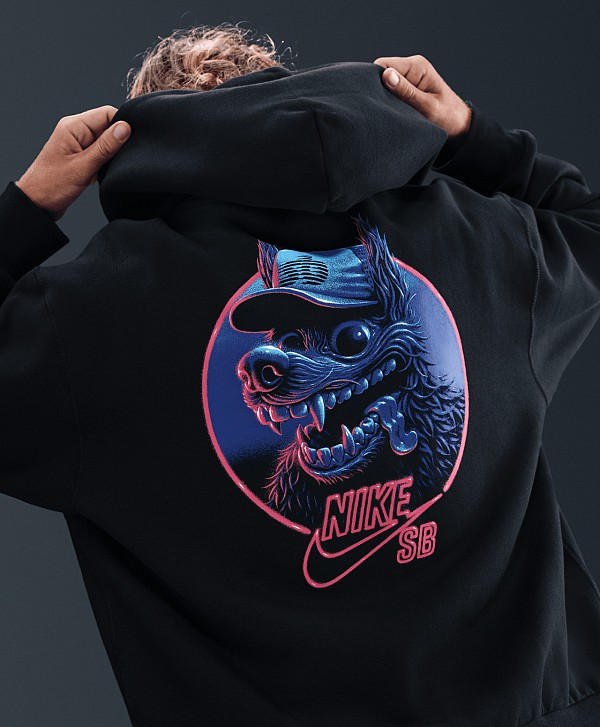 NIKE SB FLEECE ZIP HOOD SK8FIEND BLACK/WHITE