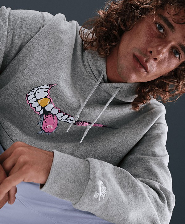 NIKE SB SWOOSH GRILL HOOD DARK GREY HEATHER/WHITE
