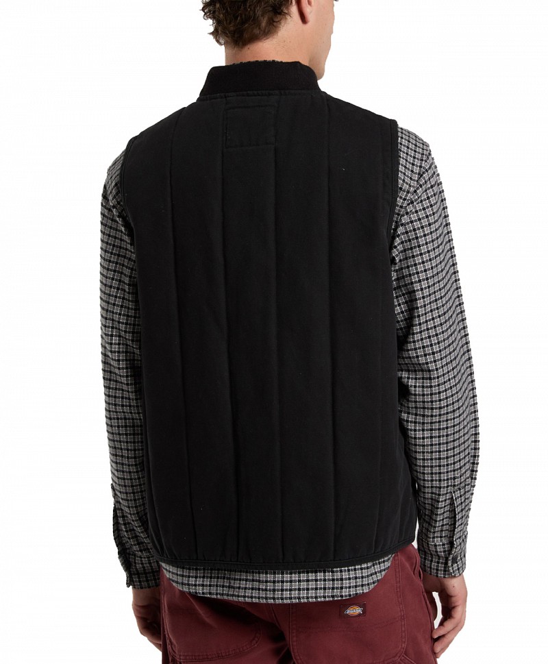 DICKIES QUILTED CANVAS VEST BLACK