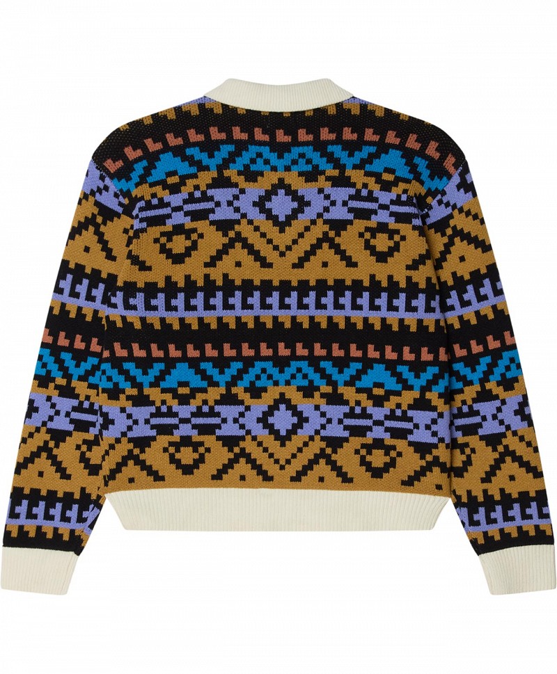 OBEY GEO POLO SWEATER ANTHRACITE MULTI
