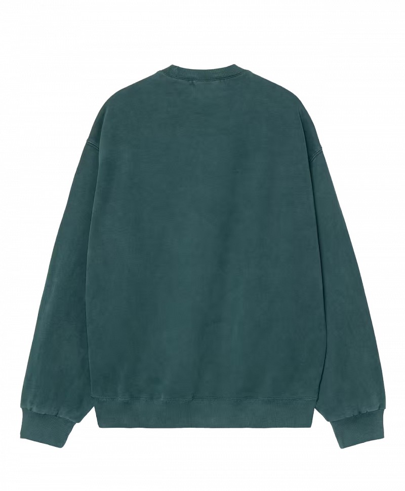 CARHARTT WIP VISTA CREW DEEP LAGOON GARMENT DYED