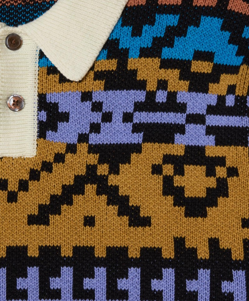 OBEY GEO POLO SWEATER ANTHRACITE MULTI