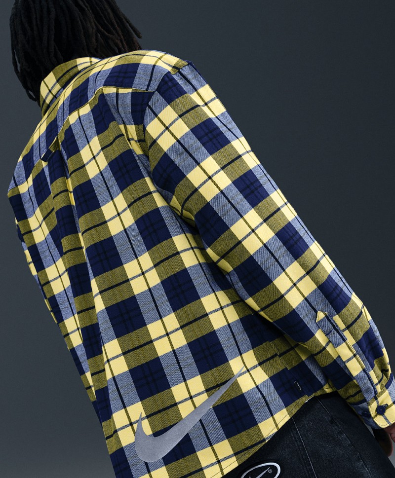 NIKE SB X ERIC KOSTON LONG SLEEVE BUTTON UP SHIRT MIDNIGHT NAVY