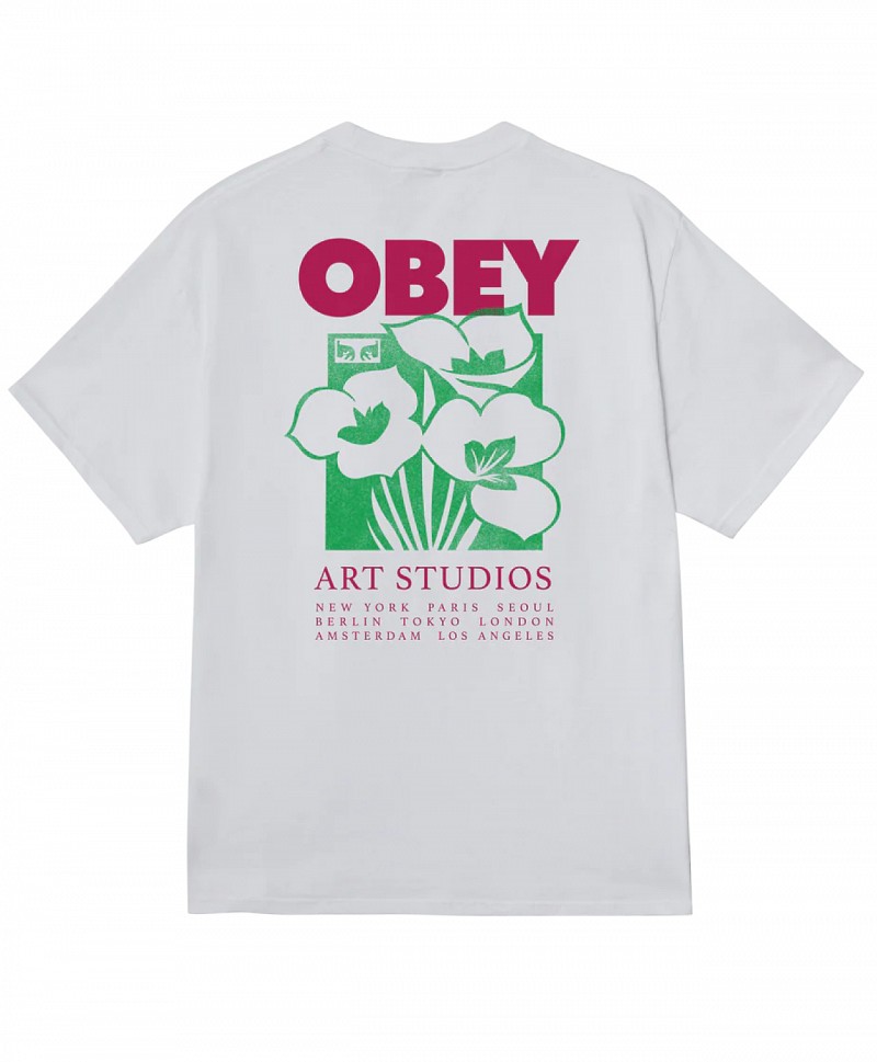 OBEY ART STUDIO FLOWERS TEE WHITE