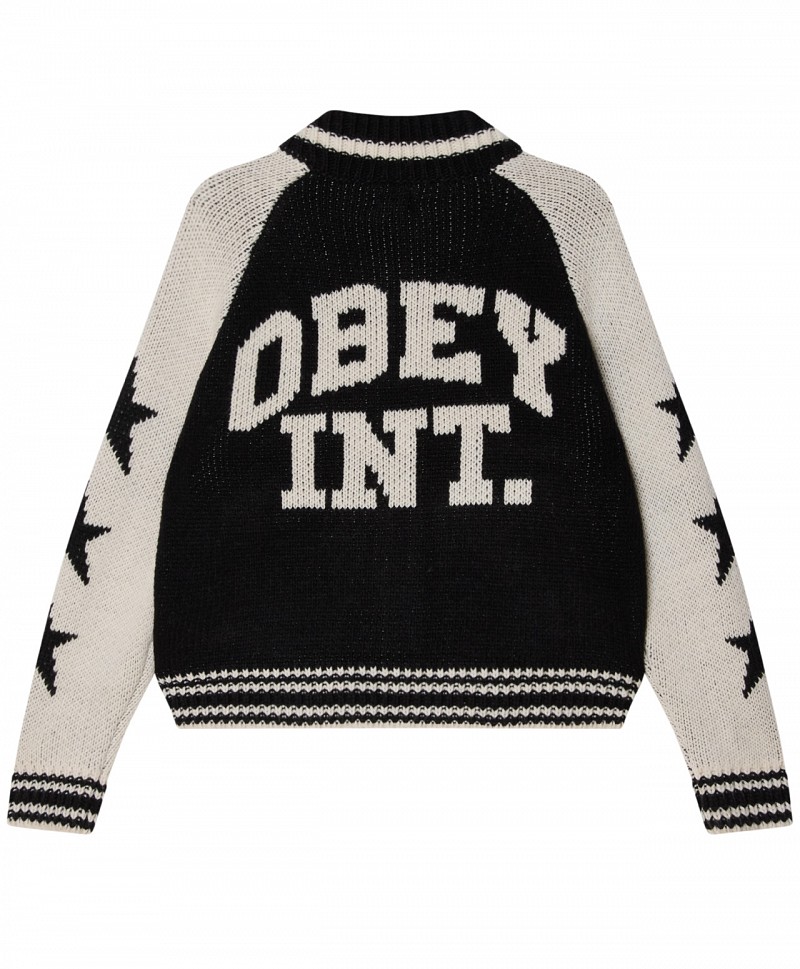 OBEY INTERNATIONAL COWICHAN SWEATER BLACK
