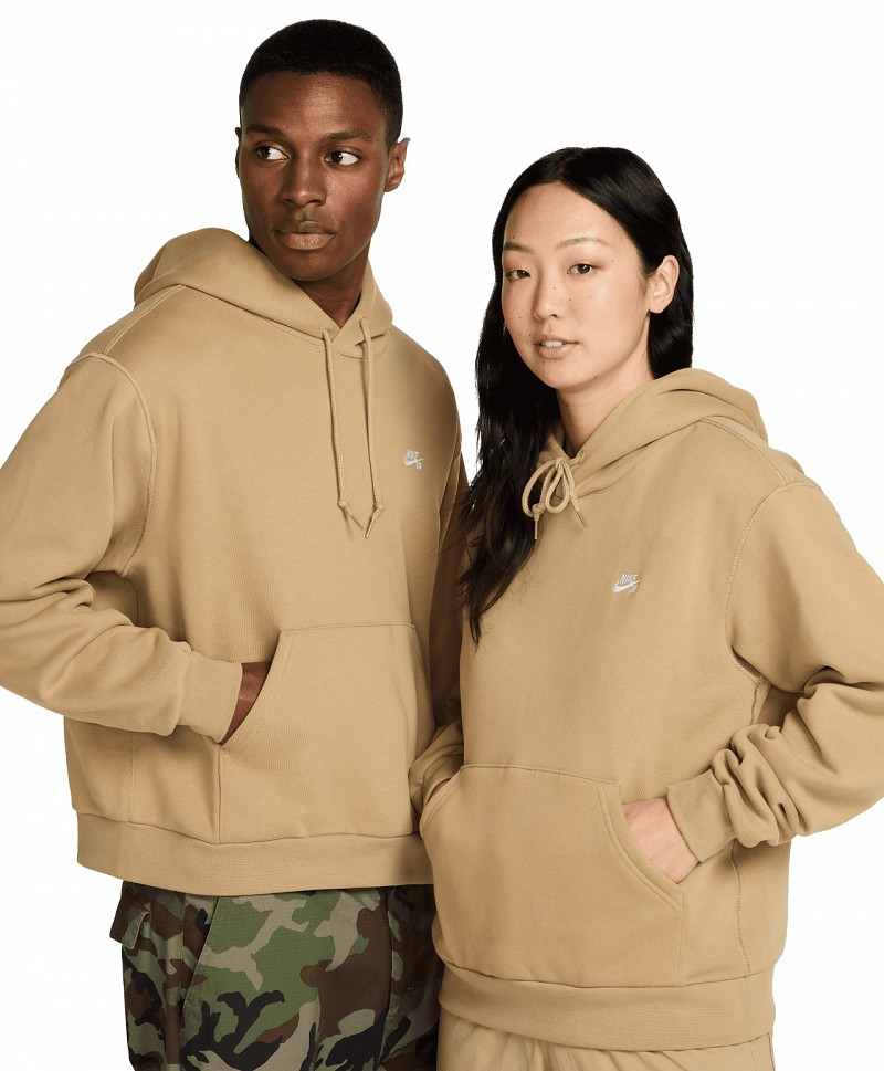 NIKE SB ESSENTIAL LOGO FLEECE HOOD PARACHUTE BEIGE/WHITE