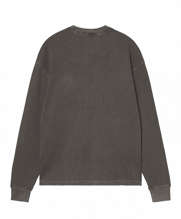 CARHARTT WIP VISTA WAFFLE LONG SLEEVE BLACK GARMENT DYED