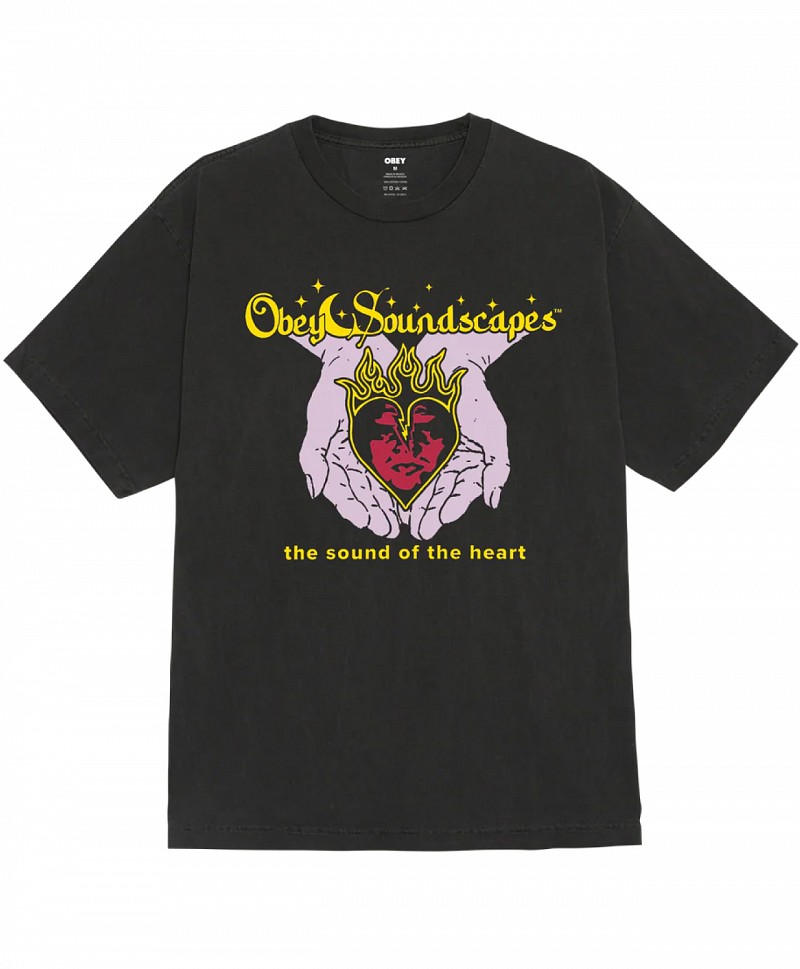 OBEY SOUNDSCAPES PIGMENT TEE DUSTY BLACK