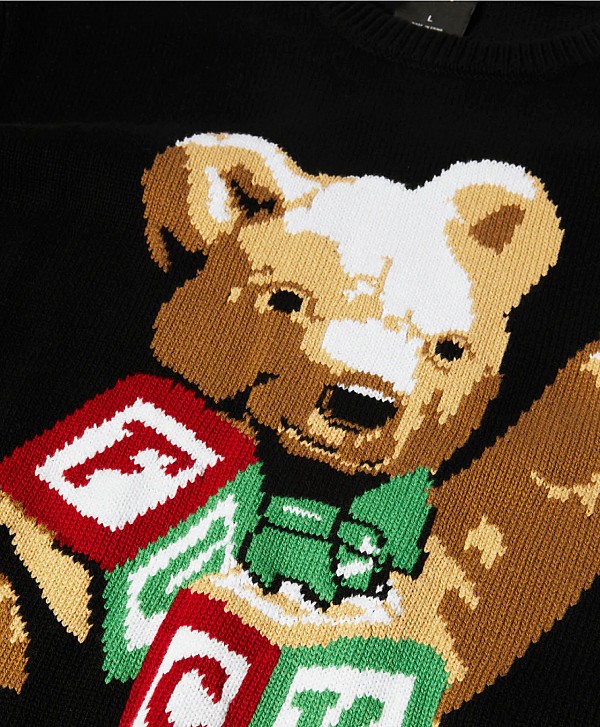 HUF GIFT BEAR INTARSIA SWEATER BLACK