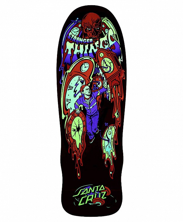 SANTA CRUZ X STRANGER THINGS MELTING CLOCK SKATE DECK 9.7" RED