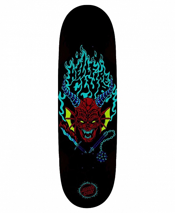 SANTA CRUZ X STRANGER THINGS HELLFIRE FLAME SKATE DECK 9" BLACK/RED