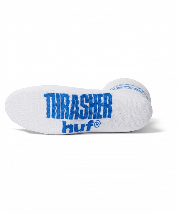 HUF X THRASHER LOGO SOCKS WHITE